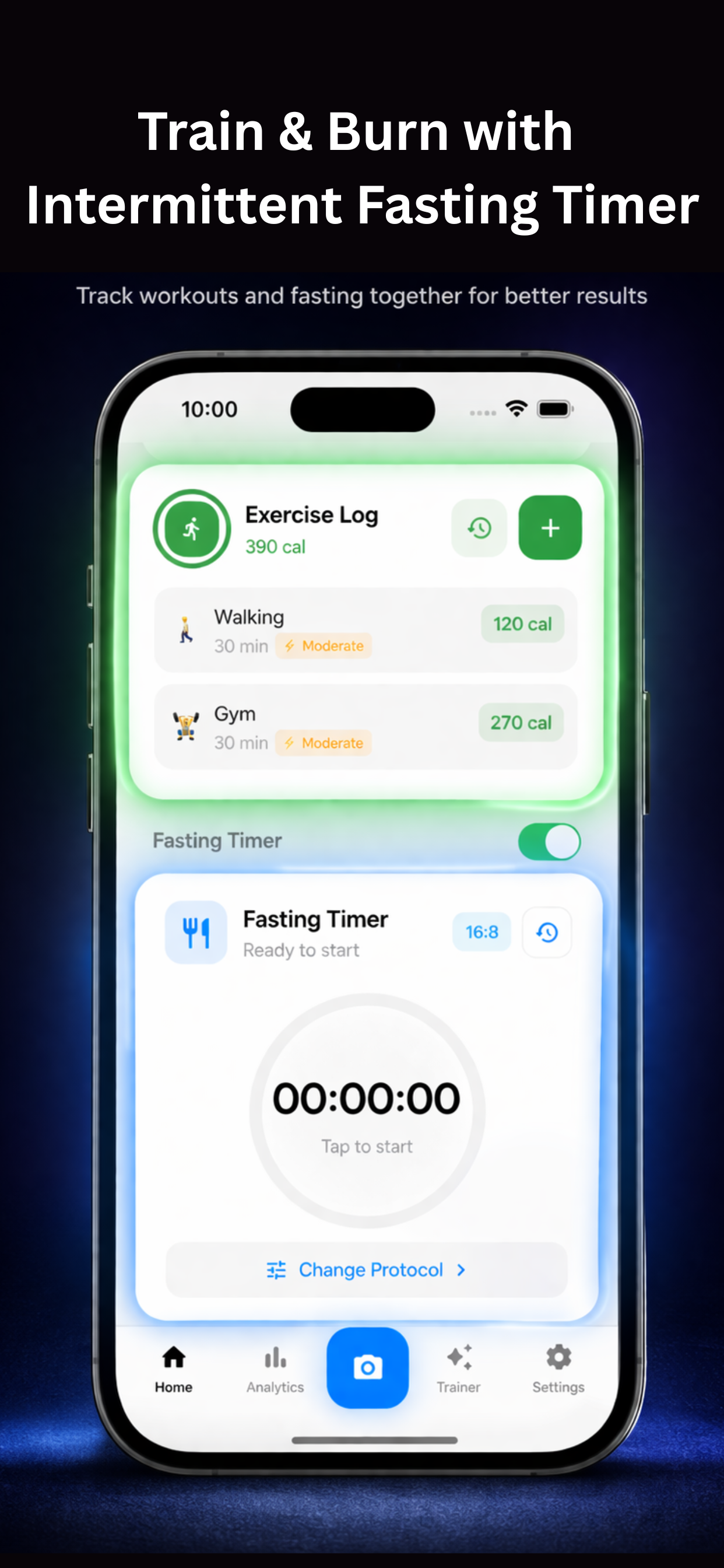 Calorie Vita exercise log and intermittent fasting timer